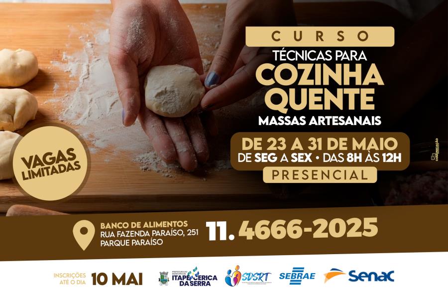 Prefeitura promove curso de produção de Massas Artesanais