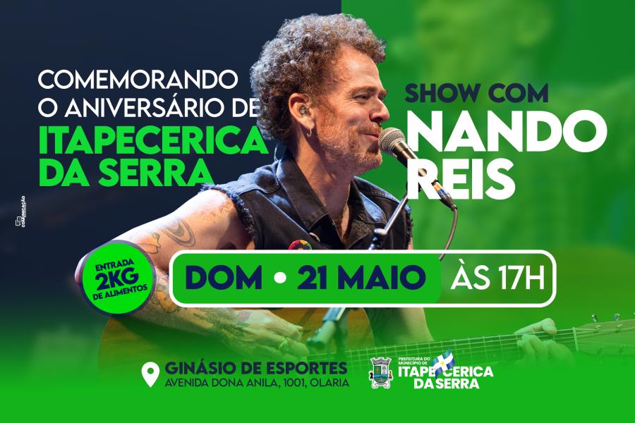 É neste domingo! Grande show com Nando Reis