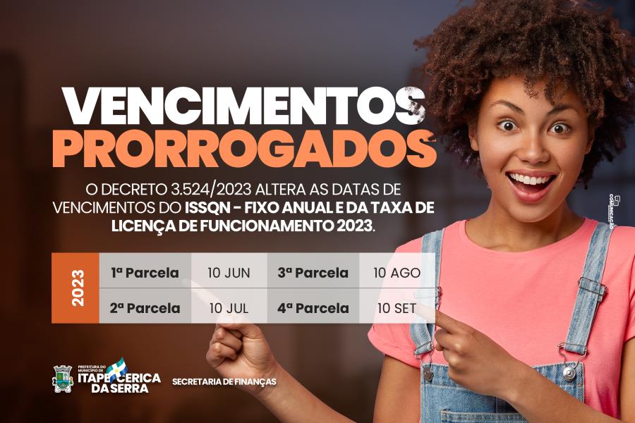 Prefeitura prorroga vencimentos de taxas e impostos
