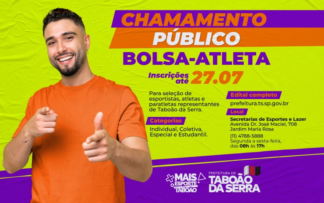 Programa Bolsa-Atleta da Prefeitura de Taboão da Serra recebe inscrições até 27/07