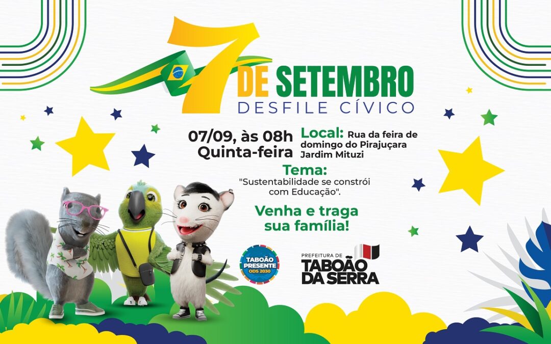 Sustentabilidade é tema de Desfile Cívico de 7 de setembro em Taboão da Serra