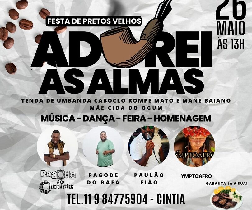 Festa de Pretos Velhos acontece em 26 de maio no Cemur em Taboão da Serra