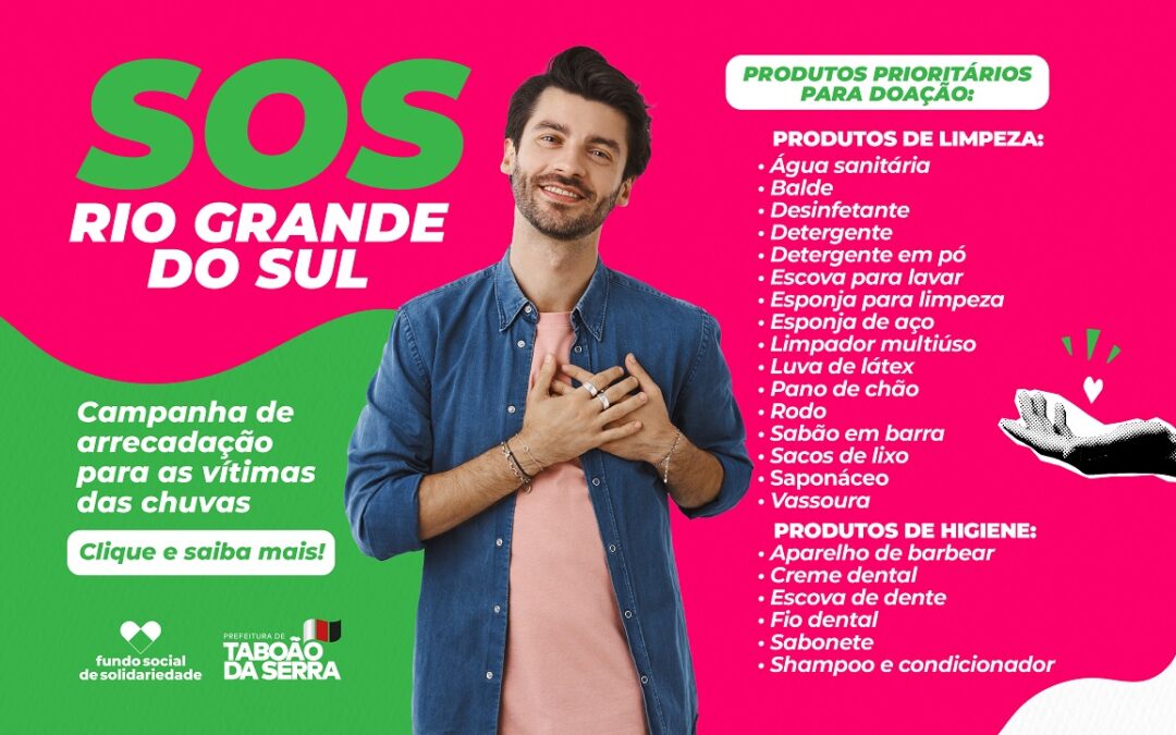 Taboão da Serra promove campanha de arrecadação para ajudar famílias do Rio Grande do Sul
