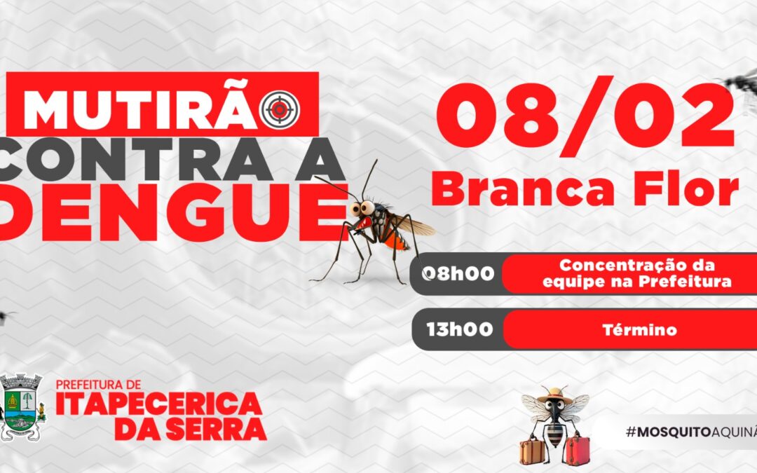 Prefeitura promove mutirão contra a dengue no Branca Flor neste sábado