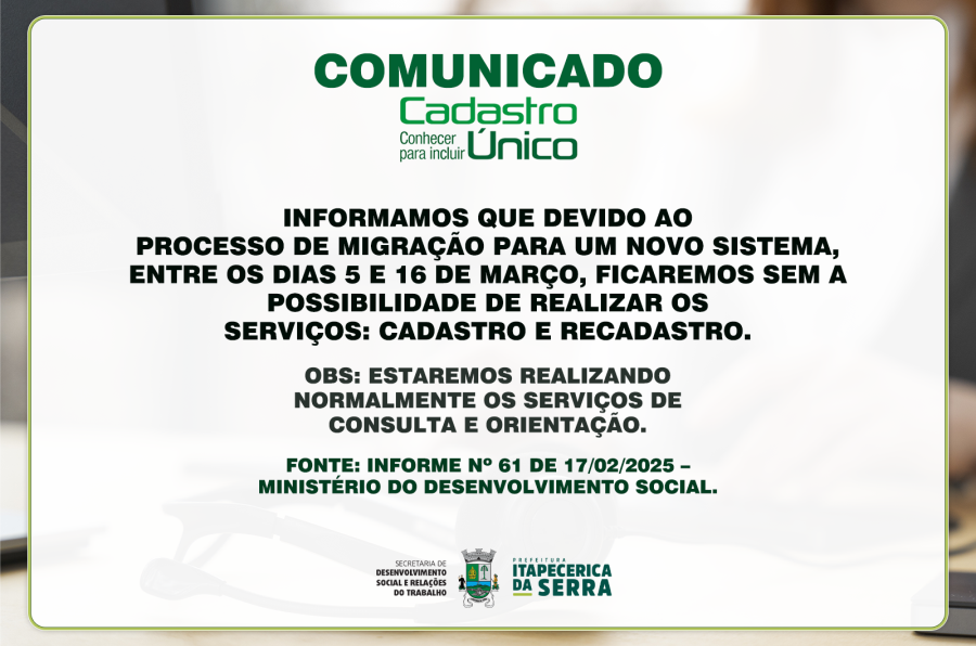 Comunicado CadÚnico