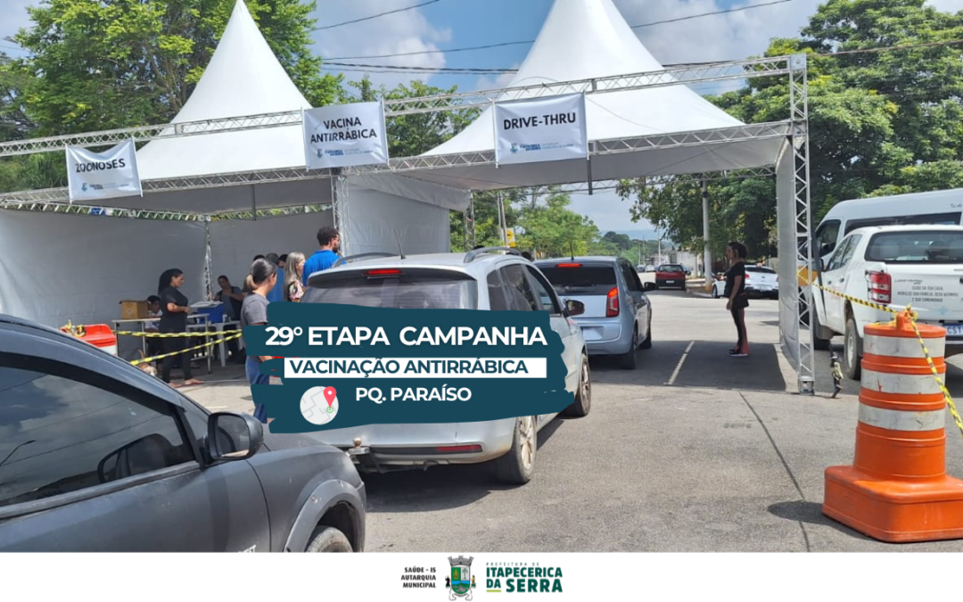 Vacinação Antirrábica: 29ª etapa tem atendimento drive-thru em frente à Prefeitura