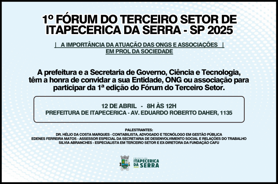 Itapecerica da Serra terá em abril 1º Fórum do Terceiro Setor