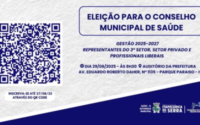Eleição para o Conselho Municipal de Saúde será no dia 29/08