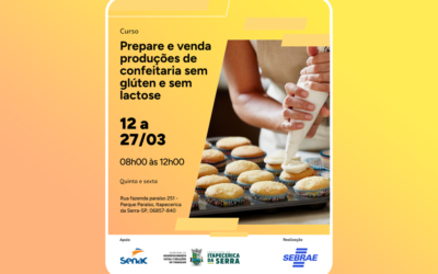 Inscrições abertas para curso de confeitaria sem glúten e sem lactose em Itapecerica da Serra