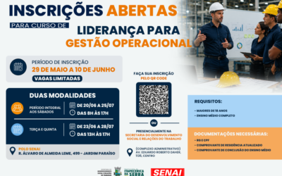 INSCRIÇÕES ABERTAS PARA CURSO DE LIDERANÇA PARA GESTÃO OPERACIONAL