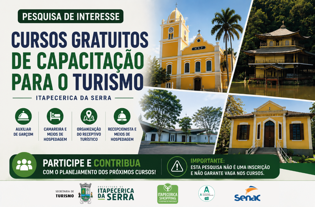 PESQUISA DE INTERESSE – CURSOS GRATUITOS DE TURISMO E HOSPITALIDADE