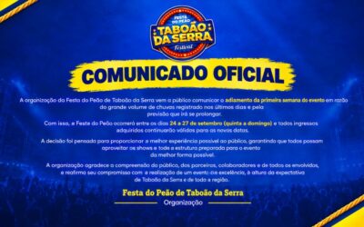 Festa do Peão de Taboão da Serra anuncia adiamento da primeira semana do evento