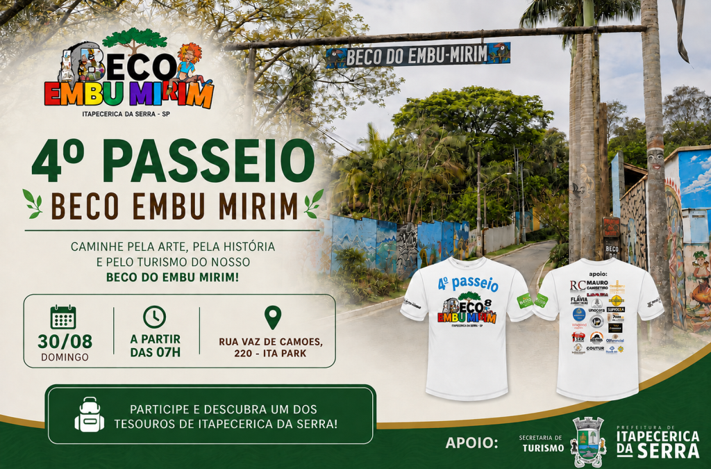 Passeio do Beco do Embu Mirim: evento será realizado neste domingo (30/08)